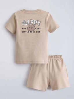 Hopscotch - Cotton Back Print Teddy T-Shirt And Shorts
