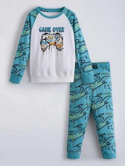 Hopscotch - Gaming Raglan Sleeves Cotton T-Shirt And Joggers