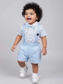 Hopscotch - Blue Cotton All Over Print 4 Piece Formal Set