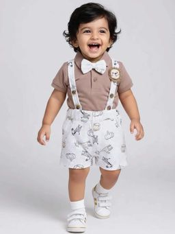 Hopscotch - Beige Cotton Animal 4 Piece Formal Set
