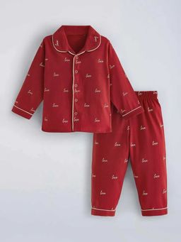 Hopscotch - Love Printed Cotton Shirt And Pyjama
