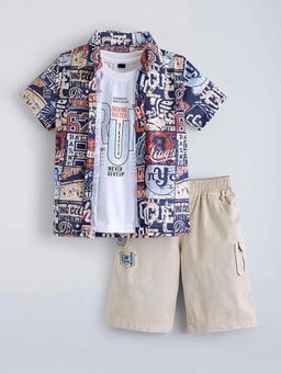 Hopscotch - Multi-Color Printed Cotton Shirt Tank And Shorts