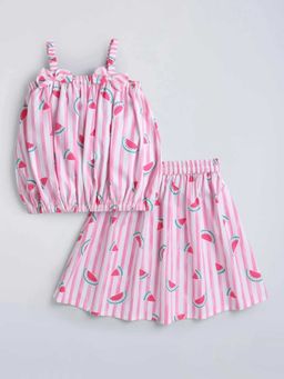 Hopscotch - Cotton Striped Top And Skirt