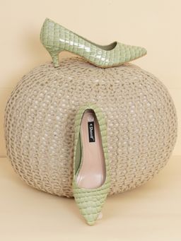 Sherrif Shoes - Womens Green Kitten Heel Pumps