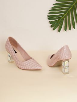Sherrif Shoes - Womens Nude Block Heel Pumps