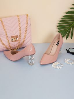 Sherrif Shoes - Womens Pink Block Heel Pumps