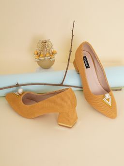 Sherrif Shoes - Womens Yellow Block Heel Pumps