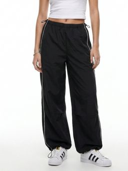 Outzidr - Black Colour Blocked Tapered Leg Pant