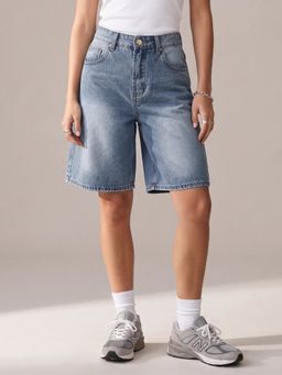 Outzidr - Blue Relaxed Washed Out Shorts