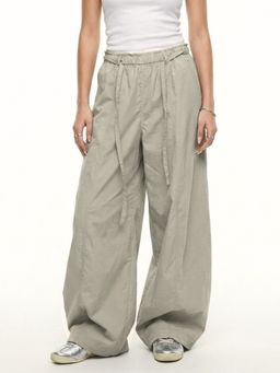 Outzidr - Off White High Waist Wide Leg Trouser