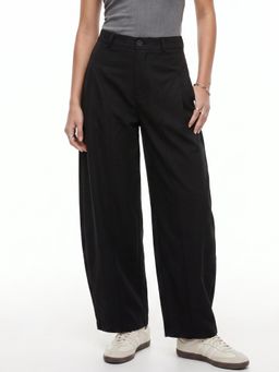 Outzidr - Black High Waist Pleated Trousers