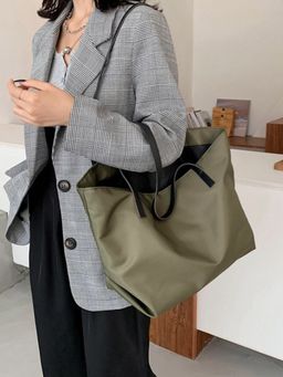 Styli - Women Green Solid PU Strap Tote Bag