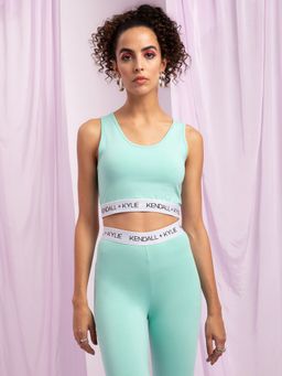 KENDALL + KYLIE - Pistachio Green Branding Round Neck Top