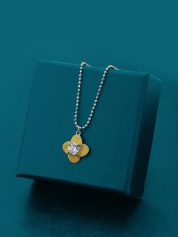 Carlton London - Women Rhodium-Plated CZ Studded Pendant with Chain