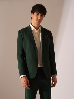 Selected - Men Dark Green Jersey Suit-Set Blazer