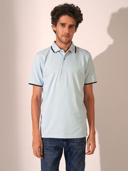 Selected - Men Light Blue Polo T-Shirt
