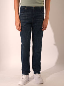 Selected - Men Dark Navy Blue Mid Rise Leon Slim Fit Jeans