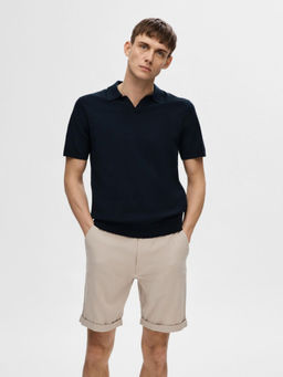Selected - Men Dark Navy Blue Knitted Polo T-Shirt