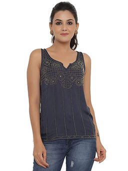 SAVI - Embellished Sleeveless Top