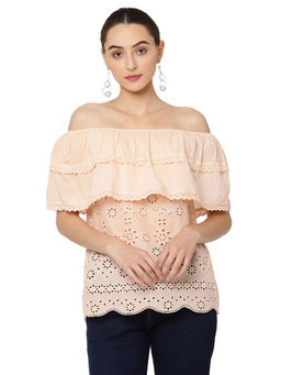 SAVI - Off-Shoulder Textured Cotton Bardot Top