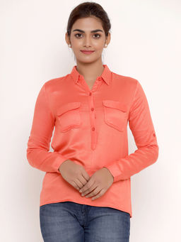 SAVI - Cuffed Sleeves Shirt Style Top