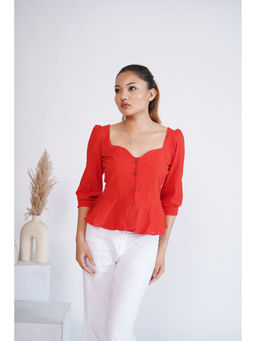 SALVIA SKY - Flame Red Queen Anne Top