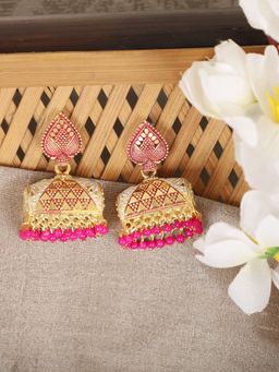 Anika's Creations - Traditonal Gold Plated Enamelled Two Tone Doli Shape Jhumki