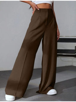 BROADSTAR - Solid High-Rise Wide Tailored Fit Parallel Brown Trouser