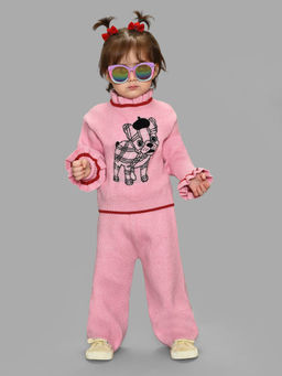 Mi Arcus - Knitted Pattern Pink Full sleeves Sweater and Pyjama