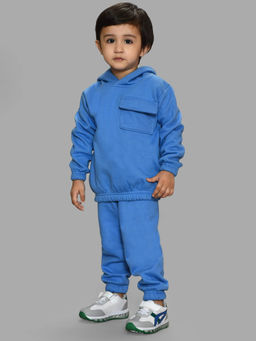 Mi Arcus - Blue Full sleeves Hooded Sweatshirt with Joggers for Kids