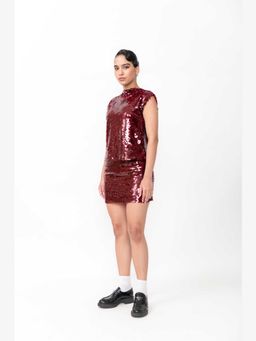 Contemponari - The Heartstring Red Mini Skirt