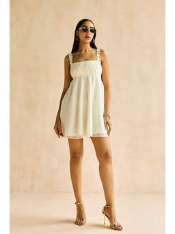 Lea Clothing - Alina Ivory Ruching Mini Dress