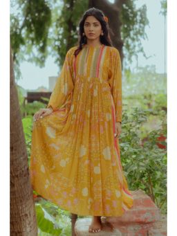 Paulmi & Harsh - Serena Yellow Naksha Printed Maxi Dress