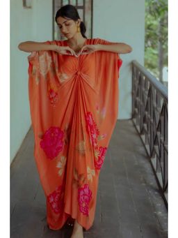 Paulmi & Harsh - Mabel Orange Printed Kaftan Maxi Dress With Inner