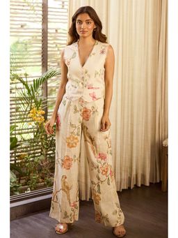 Paulmi & Harsh - Off White Birdie Floral Printed Co-Ord