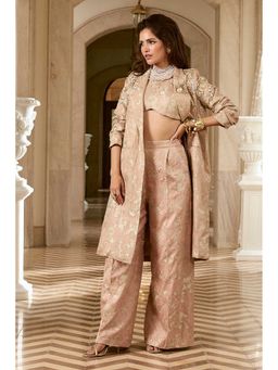 Paulmi & Harsh - Minori Mauve Embroidered Blazer With Pant And Blouse