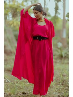 Paulmi & Harsh - Jayna Pink Shawl Collared Maxi Dress With Jacket