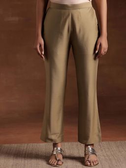 Libas - Women Gold Solid Straight Pant