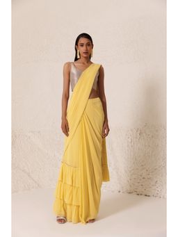 CHHAYA MEHROTRA - Yellow Saree with Stitched Blouse
