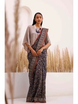 CHHAYA MEHROTRA - Blue Aparaajita Saree with Stitched Blouse