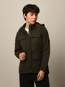 ONLY - Dark Olive Hooded Jacket