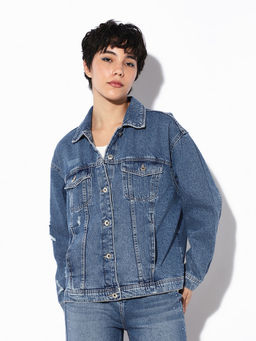 ONLY - Blue Oversized Cotton Denim Jacket