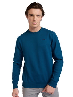 Park Avenue - Blue Cotton Blend Slim Fit Sweatshirt