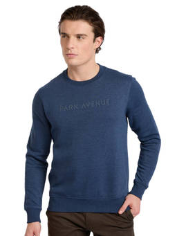 Park Avenue - Dark Blue Cotton Blend Slim Fit Sweatshirt