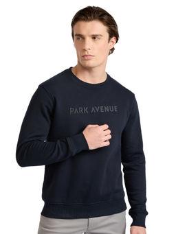 Park Avenue - Fancy Blue Cotton Blend Slim Fit Sweatshirt