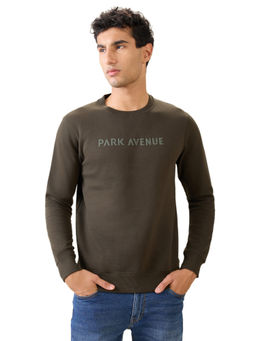 Park Avenue - Olive Cotton Blend Slim Fit Sweatshirt