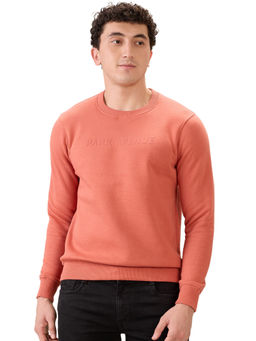 Park Avenue - Medium Red Cotton Blend Slim Fit Sweatshirt