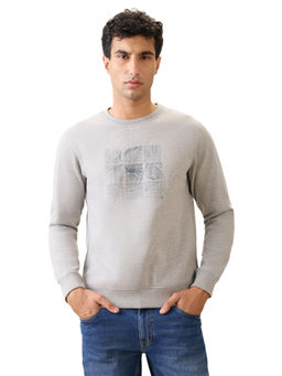 Park Avenue - Medium Grey Cotton Blend Slim Fit Sweatshirt