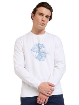 Park Avenue - White Cotton Blend Slim Fit Sweatshirt