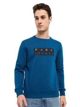 Park Avenue - Blue Cotton Blend Slim Fit Sweatshirt